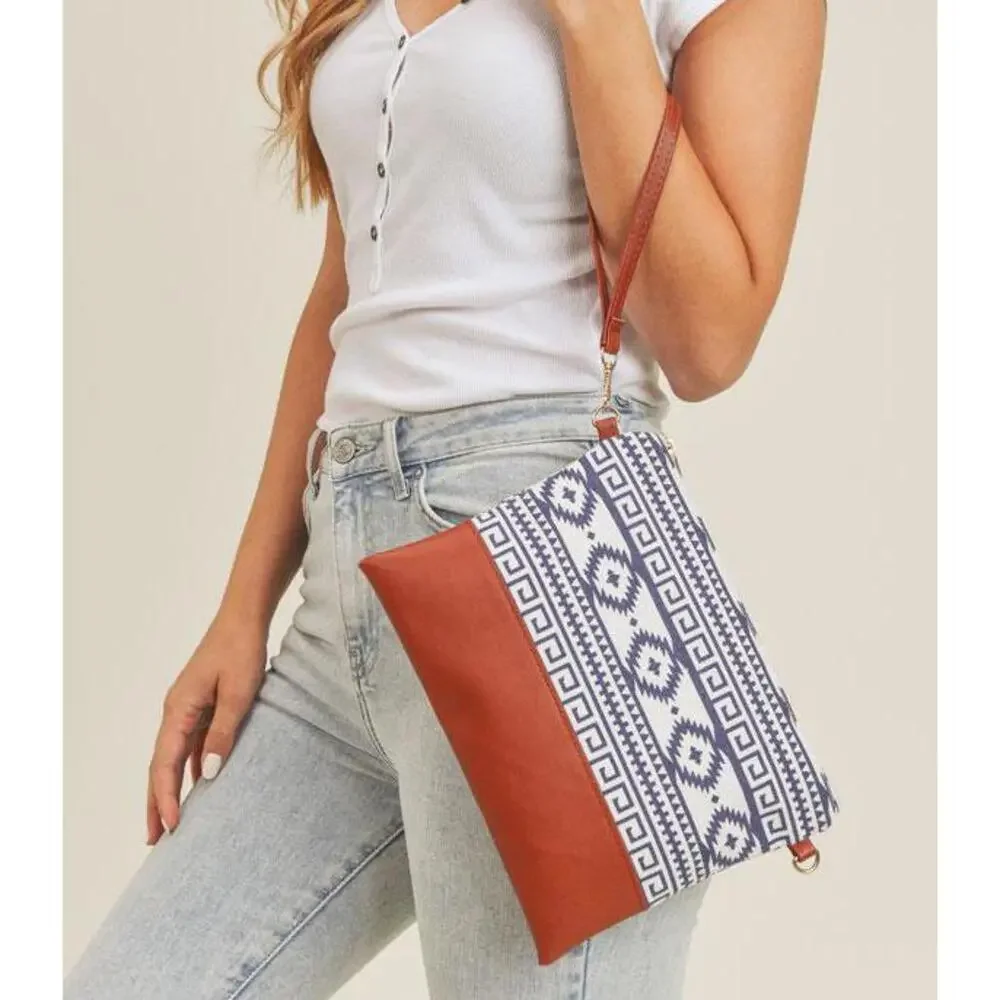 Aztec Pattern Crossbody Wristlet Western Bag